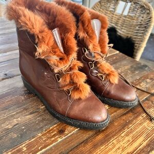 Vintage Brown/Rust Fur-Lined Women's Boots